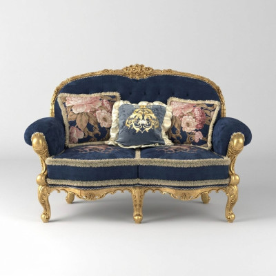 Divano Chesterfield a 2 posti in velluto nuovo con rivestimento in stoffa.