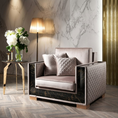 Designer imbottiti Tessuto 1 posto a sedere Sedia Nuovo Poltrona 120x102cm Divano