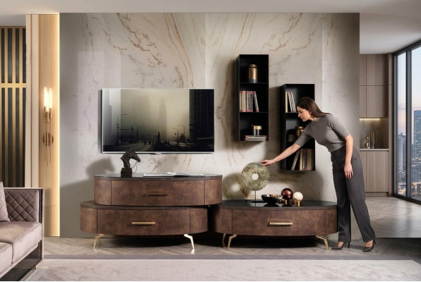 Design parete attrezzata sideboard mobile TV mobile credenza set da 4 pezzi mensola da parete nuovo