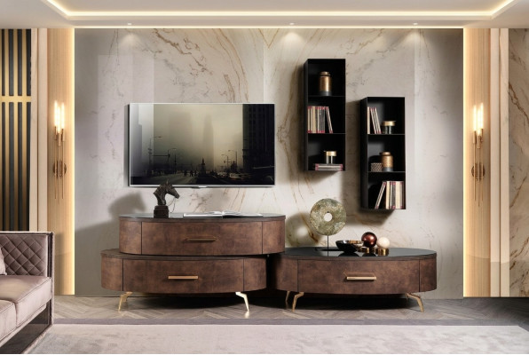 Design parete attrezzata sideboard mobile TV mobile credenza set da 4 pezzi mensola da parete nuovo