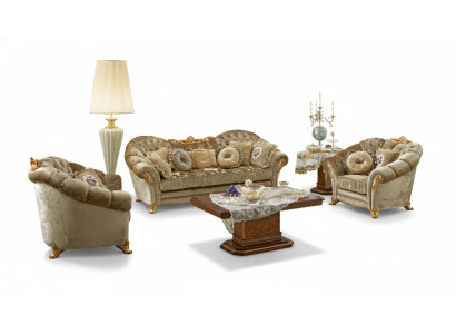 Mobili di lusso Set di divani Divano Barocco Rococò Imbottito 3 + 1 + 1 posti Legno 3 pezzi