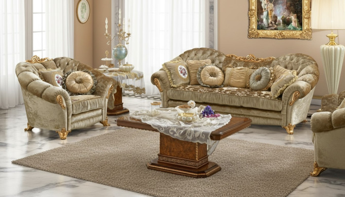 Design divani imbottiti tessili Relax moderno arredamento beige divano e poltrone 3 posti + 1 posti