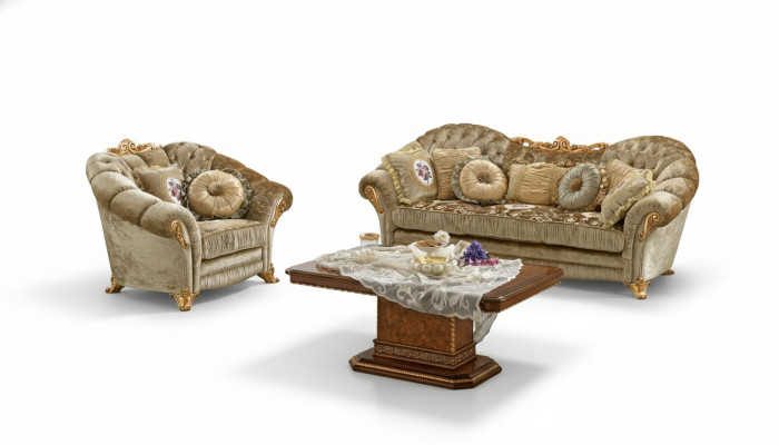 Design divani imbottiti tessili Relax moderno arredamento beige divano e poltrone 3 posti + 1 posti