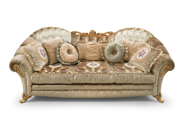 Barocco Rococò Divano a 3 posti in tessuto Divano di lusso Design di mobili italiani.