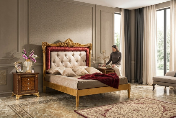 Letto 2x Comodino Camera da letto Set Designer Letti di lusso Hotel Completo 3 pezzi.