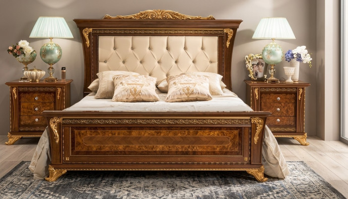 Letto matrimoniale in legno massiccio Design letto camera da letto MobilPiu Luxury