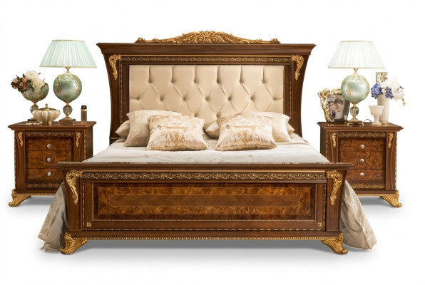 Letto matrimoniale in legno massiccio Design letto camera da letto MobilPiu Luxury