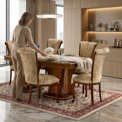 Sedia Legno Marrone Mobili Italiani Imbottiti Salotto Sedie da Soggiorno Poltrona di Lusso