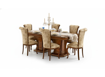 Set da pranzo con 6 sedie in stile antico, tavolo da pranzo 7 pezzi. Nuovo.