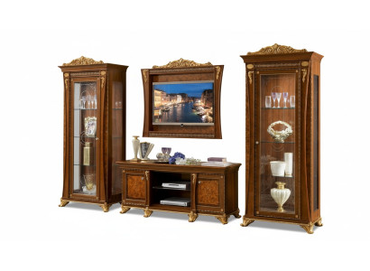 Set soggiorno 4 pezzi, mobile TV 2x vetrina cornice legno set lusso gruppo Italia.