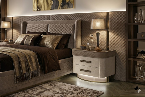 Camera da letto Consolle Comodino Tavolino Moderno Design Mobili Legno Beige Nuovo