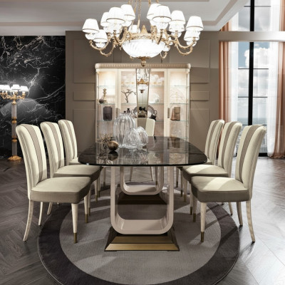 Tavolo Tavolo da pranzo Legno Sala da pranzo Set di sedie 6x Sedie Schienale Gruppo Italia
