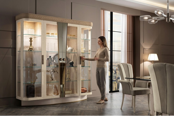 Vetrine Armadi soggiorno Credenza Armadio Vetrina classica Scaffale Vetro Nuovo