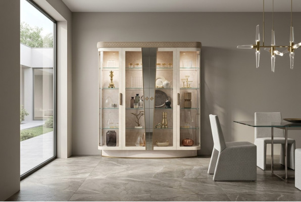 Vetrine Armadi soggiorno Credenza Armadio Vetrina classica Scaffale Vetro Nuovo