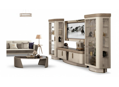 Set parete attrezzata 4 pezzi. Soggiorno mobile TV vetrina Libreria Moderno Gruppo Legno TV.