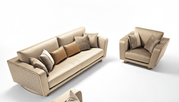 Divano 3 posti + 1 set di divani design, divani imbottiti in pelle moderni e nuovi.