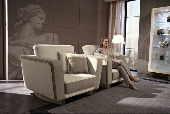 Disegno Lounge Club Sedia Relax Poltrona Rivestita in Pelle Tessuto Legno