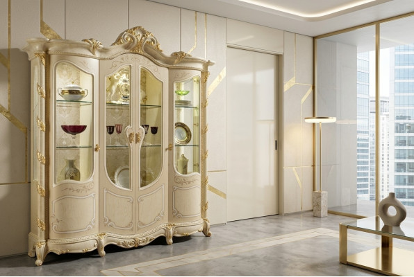 Armadio Vetrina Sala da pranzo Credenza Legno Armadi Mobili Soggiorno Credenza Vetro