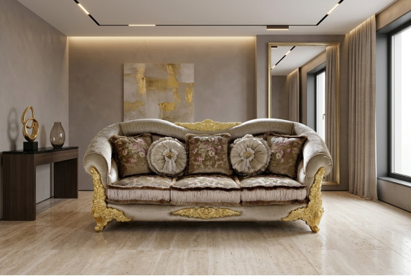 Divano divano tessile Divano 3 posti tessile Trisettimana design Cuscino di lusso Nuovo