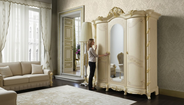 Guardaroba classico in legno massiccio mensole camera da letto armadio armadio