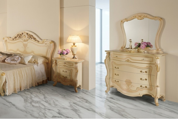 Mobili di design Gruppo armadio Nuovo lusso 2 pezzi Comò Specchio Legno Set Classico