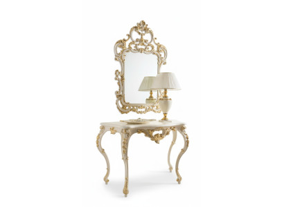 Tavolo consolle con specchio, credenza 2 pezzi Set Nuovo Legno Mobili italiani Stile barocco