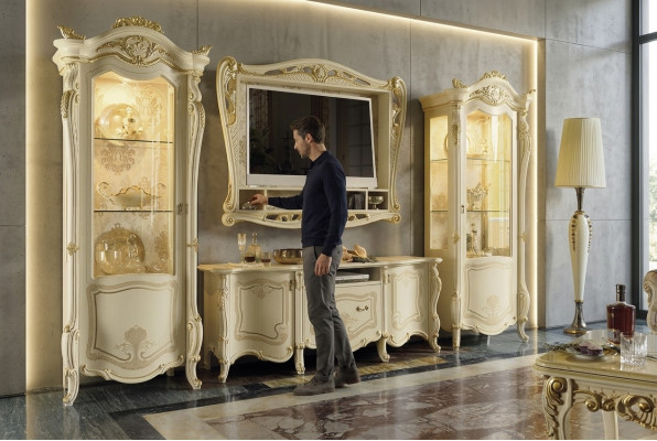 Mobile soggiorno design Sideboard 2x armadio rtv cornice credenza set da 4 pezzi Vetrina