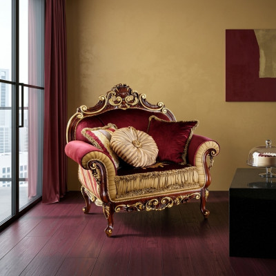 Poltrona Design Divano Sofa Relax Tessuto Lounge Club Posti Sedia di lusso Turchese Barocco Nuovo