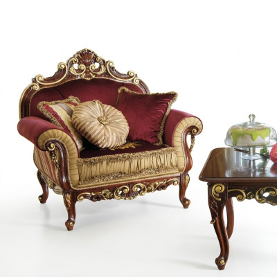 Poltrona Design Divano Sofa Relax Tessuto Lounge Club Posti Sedia di lusso Turchese Barocco Nuovo