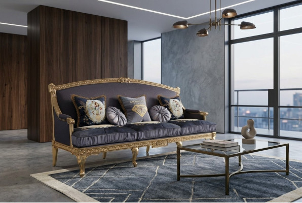 Sofà Divani Salotti Composizioni di sedute Design Club Divano a 3 posti Sofa Imbottito a 3 posti Tessile