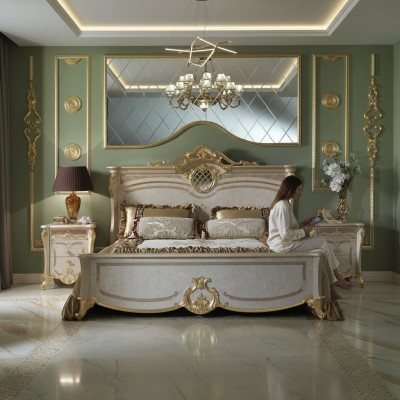 Letto Camera da letto Letti Letto matrimoniale Struttura letto Hotel Design Imbottitura di lusso Mobili