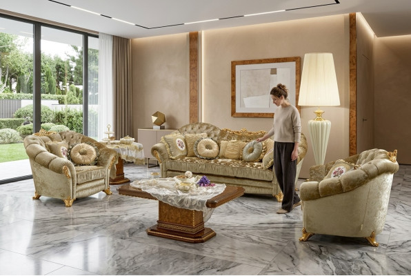 Set di divani 3 + 1 + 1 posti divani divano imbottito arredamento divano tessuto nuovo