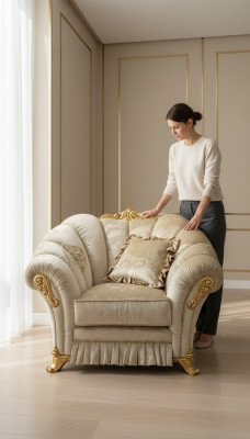 Poltrona Sedia Imbottitura TV Pelle Tessuto Beige Design Lounge Club Relax
