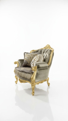 Poltrona Relax in tessuto Lounge Club Imbottita Design Divano Posti a sedere di lusso Oro Nuovo