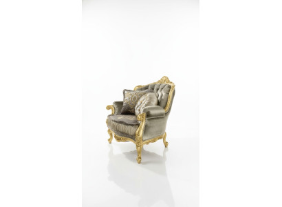 Poltrona Relax in tessuto Lounge Club Imbottita Design Divano Posti a sedere di lusso Oro Nuovo