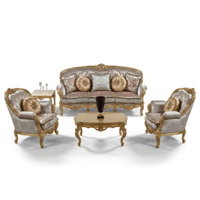 Set di divani imbottiti divano divano design a 3+1+1 posti in tessuto