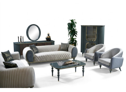 Design divani Poltrone Sofà in tessuto Relax Moderno Set di divani 3+1+1 posti