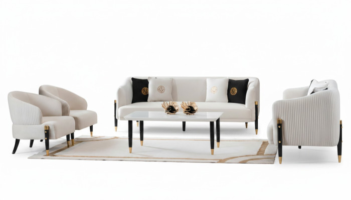 Garnitura Divani Design Divano Divano Velluto Imbottitura Posto 3+3+1+1 Set Divano