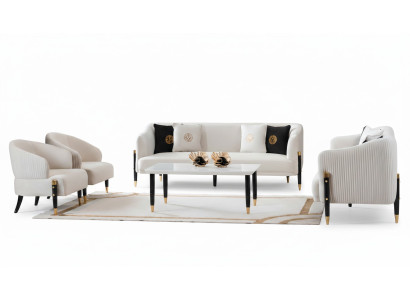 Garnitura Divani Design Divano Divano Velluto Imbottitura Posto 3+3+1+1 Set Divano