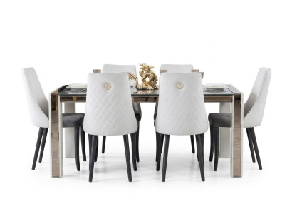 Imbottitura in tessuto per set completo di sedie imbottite 6x con schienale a design.