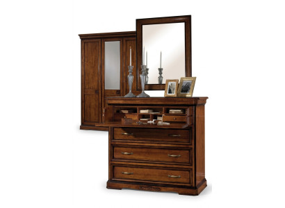 Comò specchio moderno in legno design 2 pezzi set per camera da letto.