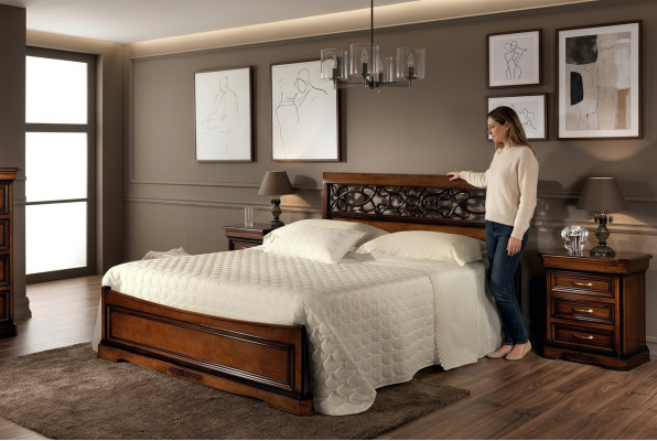 Letto 2x comodino camera da letto set tavolo letti completo in legno barocco 3 pezzi.