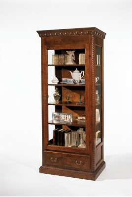 Mobili Vetrine in legno massiccio con vetro, credenza in legno massiccio per soggiorno.