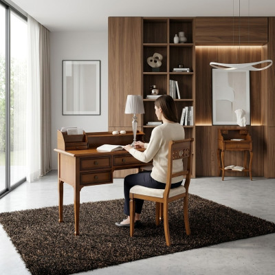 Tavolo in legno Sedia Tavoli 2 pezzi Arredamento Legno massiccio Ufficio Scrivania Sedia Tavolo