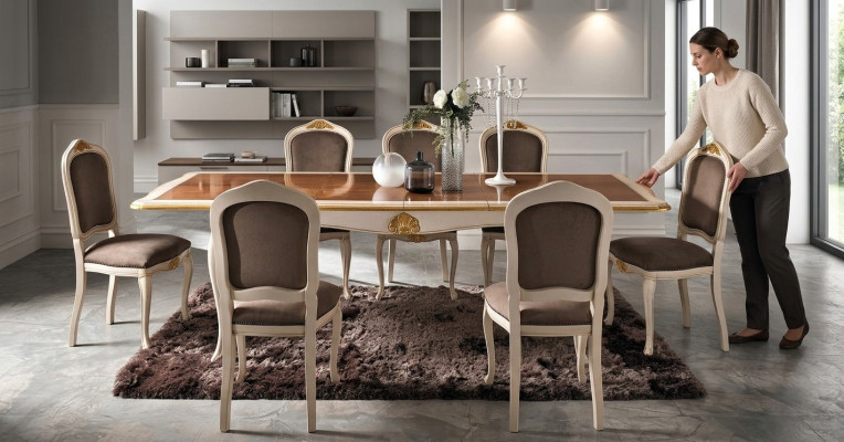 Barocco stile antico tavolo tavolo vero legno design classico tavoli Italia.