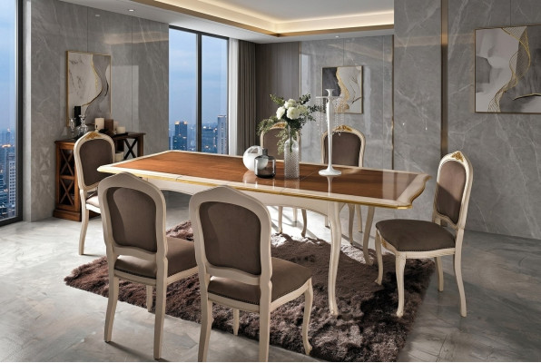 Barocco stile antico tavolo tavolo vero legno design classico tavoli Italia.