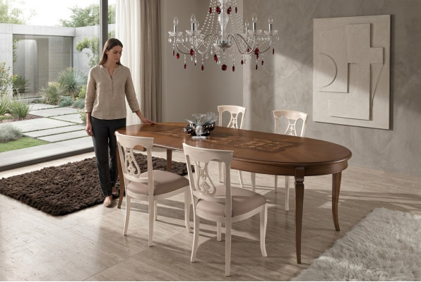 Set da pranzo Set da pranzo in legno massello classico 4 pezzi Set di sedie 4x sedie