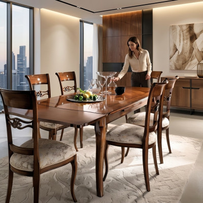 Tavolo da pranzo con set da pranzo con tavolo da pranzo + 6 sedie moderne.