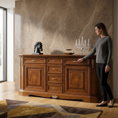 Comò classico Mobiletto credenza in legno Armadietto con cassetti Arredamento classico