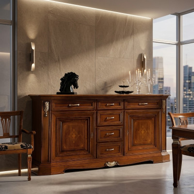 Comò classico Mobiletto credenza in legno Armadietto con cassetti Arredamento classico